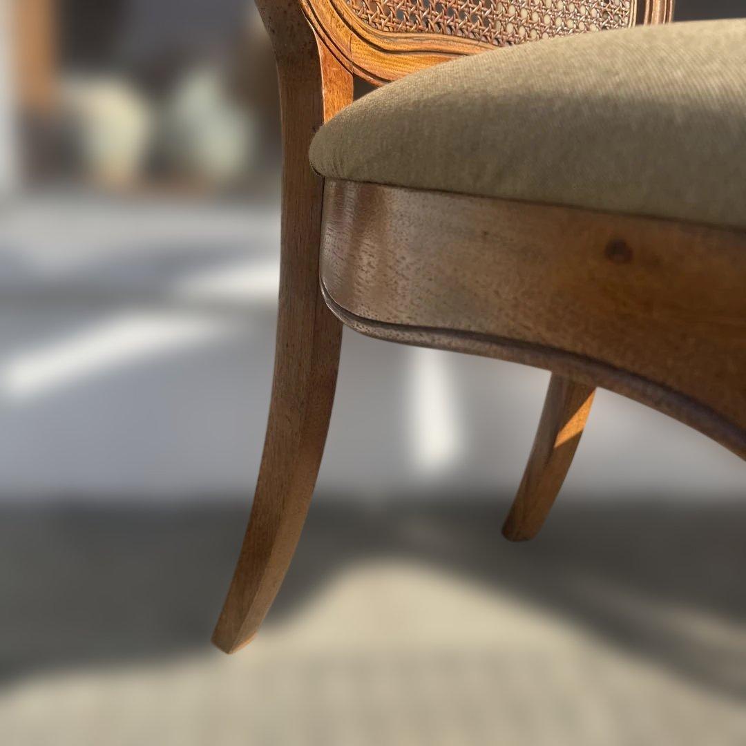 木製ラタンバックダイニングチェア 猫脚