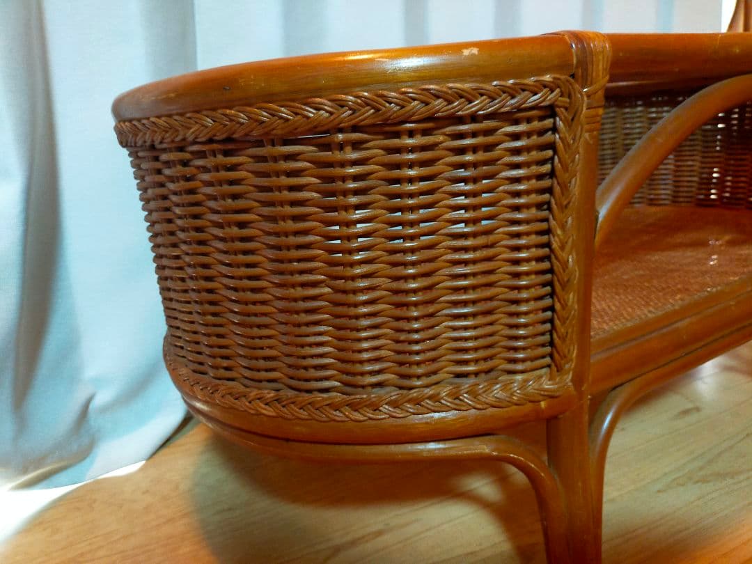 籐ガラステーブル　ラタンガラステーブル