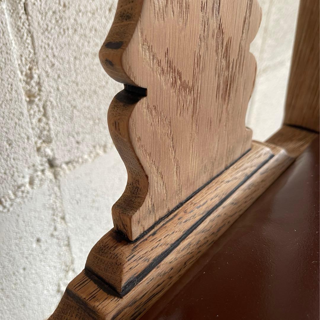 英国アンティーク　クイーンアンチェア　本革　猫脚　ダイニングチェア