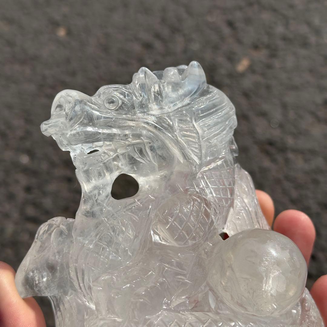 天然石水晶の龍　置物　ご購入前に在庫確認必要　G.219