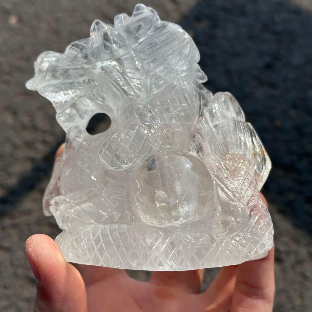 天然石水晶の龍　置物　ご購入前に在庫確認必要　G.219