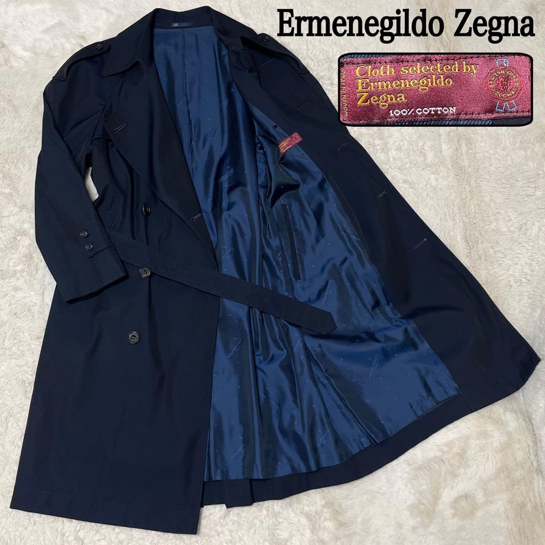美品　メンズ　エルメネジルド ゼニア　トレンチコート　ベルト　ネイビー　紺