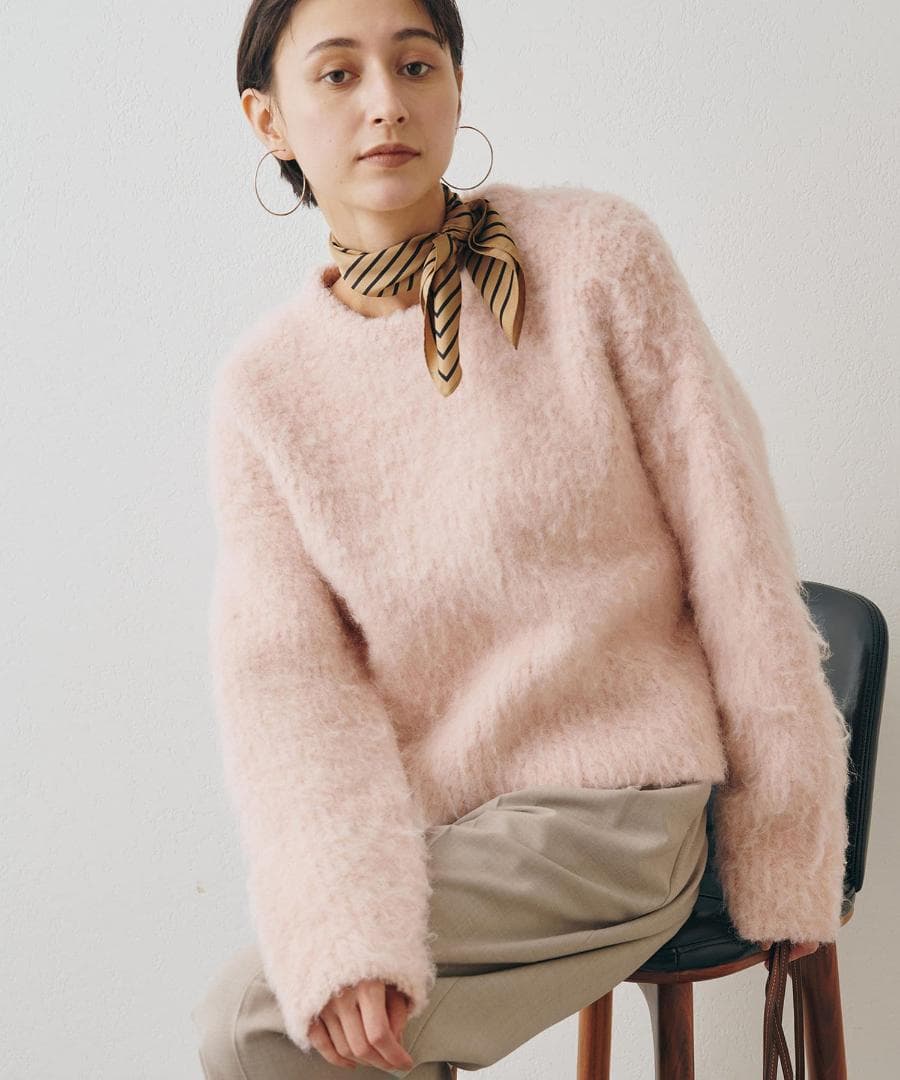 まりっぺ様Whim Gazette ミックスヤーンクルーネックニットプルオーバー