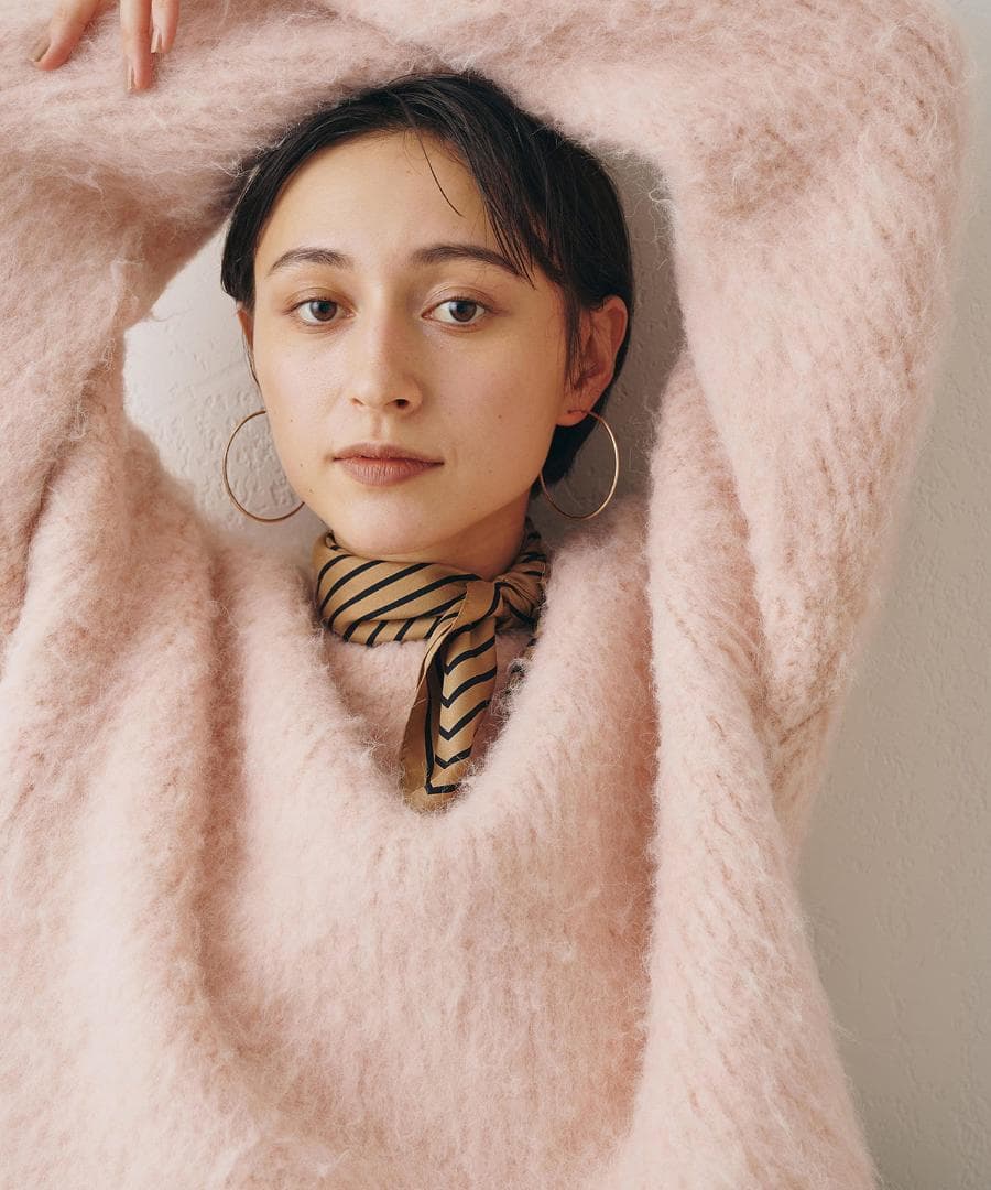 まりっぺ様Whim Gazette ミックスヤーンクルーネックニットプルオーバー