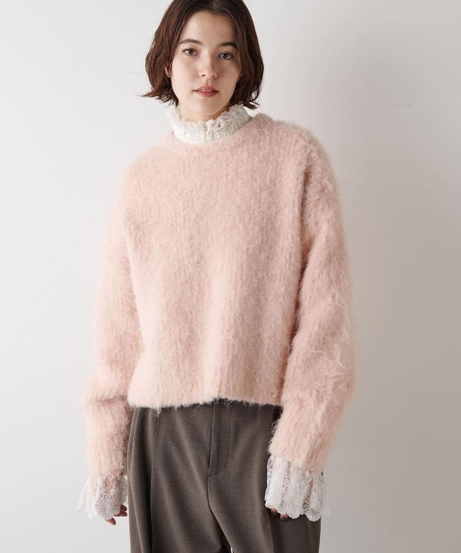 まりっぺ様Whim Gazette ミックスヤーンクルーネックニットプルオーバー