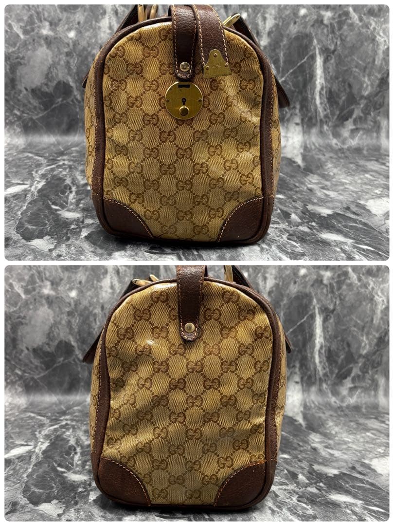 ✨美品✨GUCCI シェリーライン GG ボストンバッグ ベージュ レザー