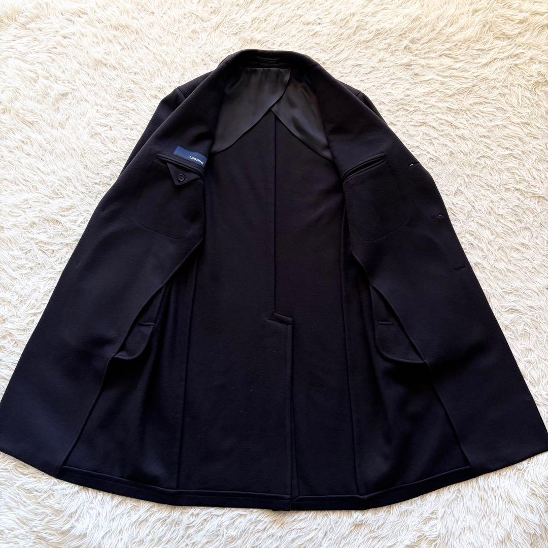 <極美品>LARDINI 新ロゴ ネイビー ウール チェスターコート サイズ50