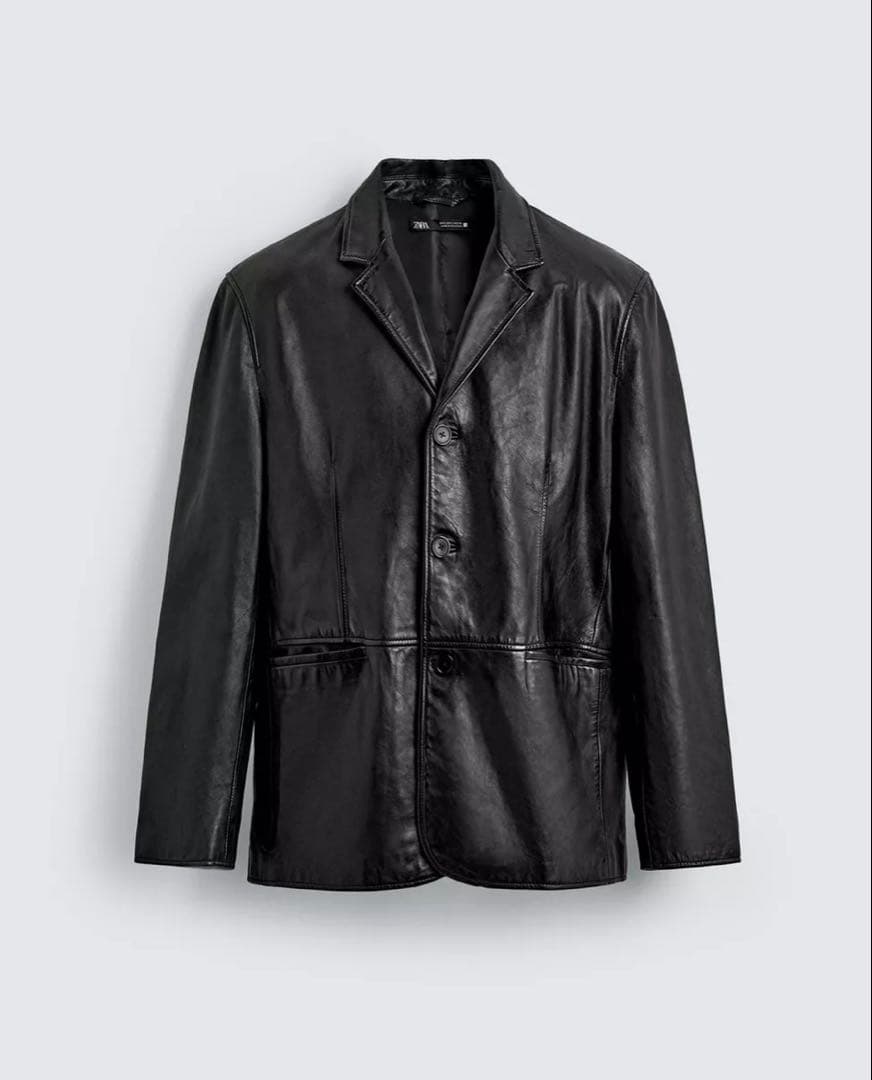 アルクア様今期完売ZARAレザーリラックスフィットブレザージャケット羊革製ザラM