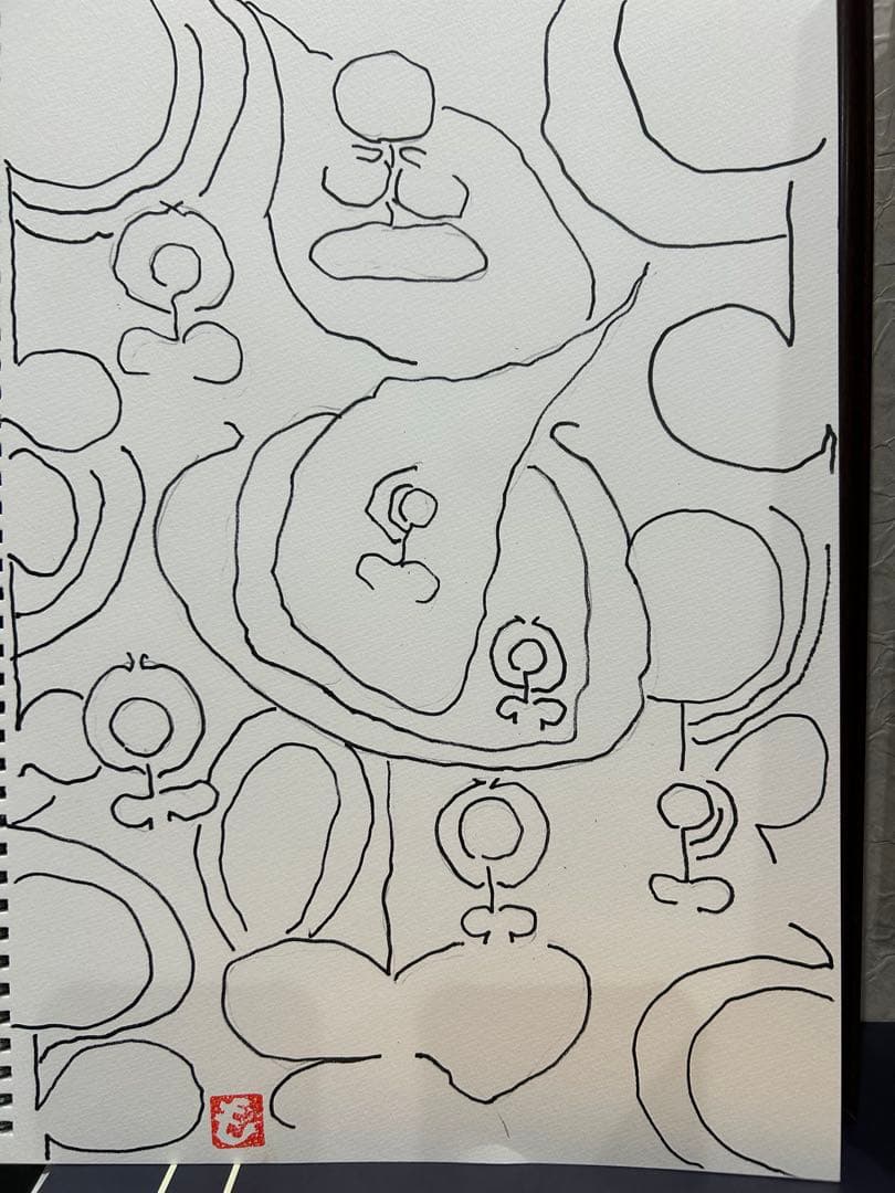 抽象画 人間のシルエット ペン画