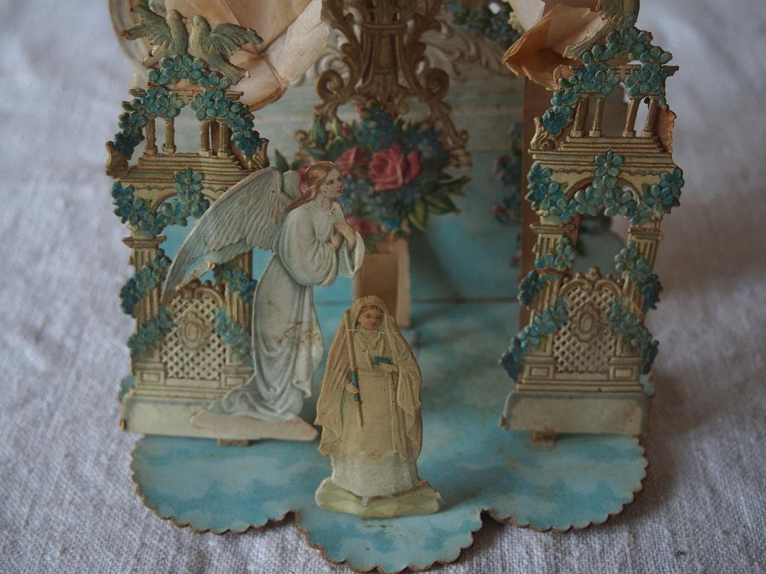 天使と花の装飾のペーパーデコレーション ヴィクトリアン期ペーパークラフトK400