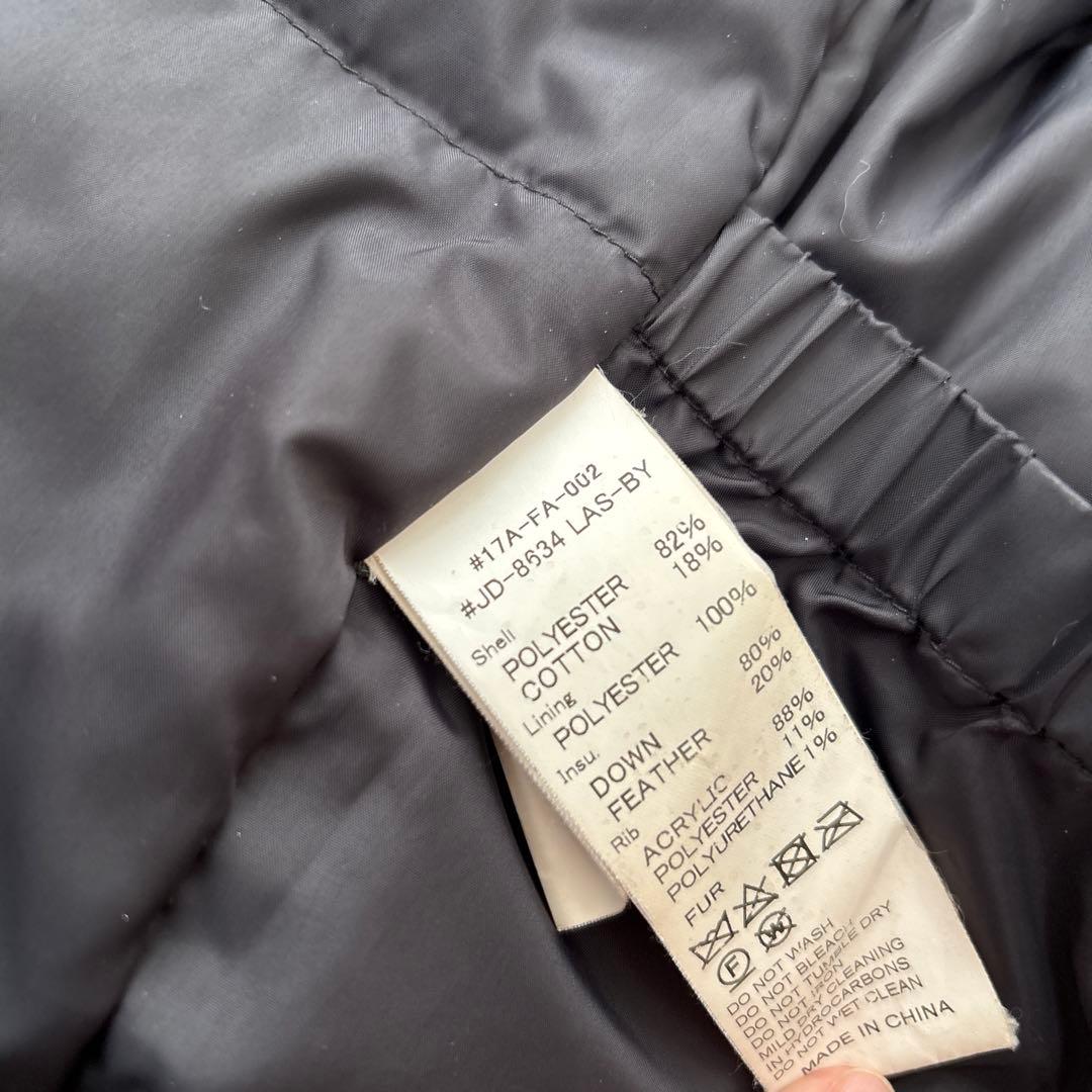 ダントン　ファー付きフード ブラックダウンコート 40号