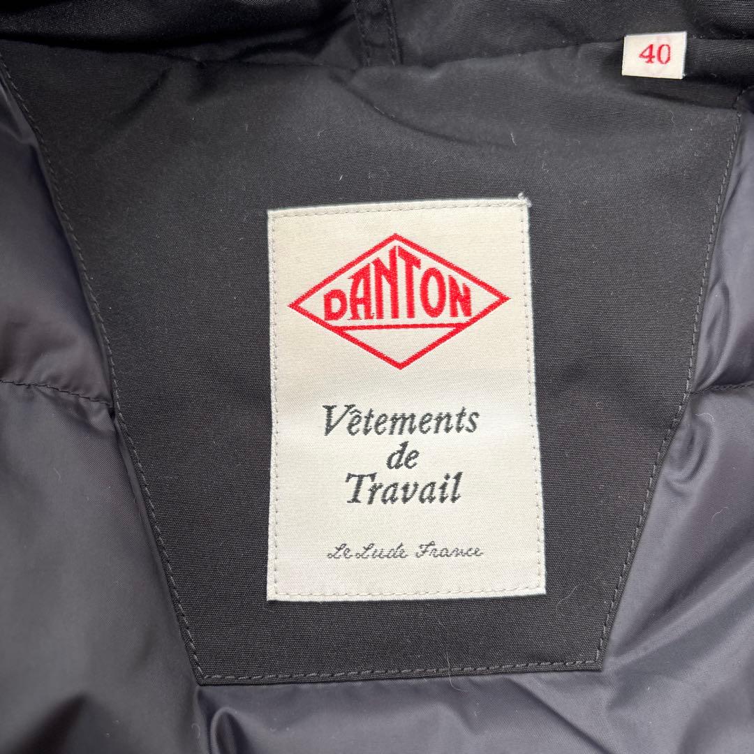 ダントン　ファー付きフード ブラックダウンコート 40号