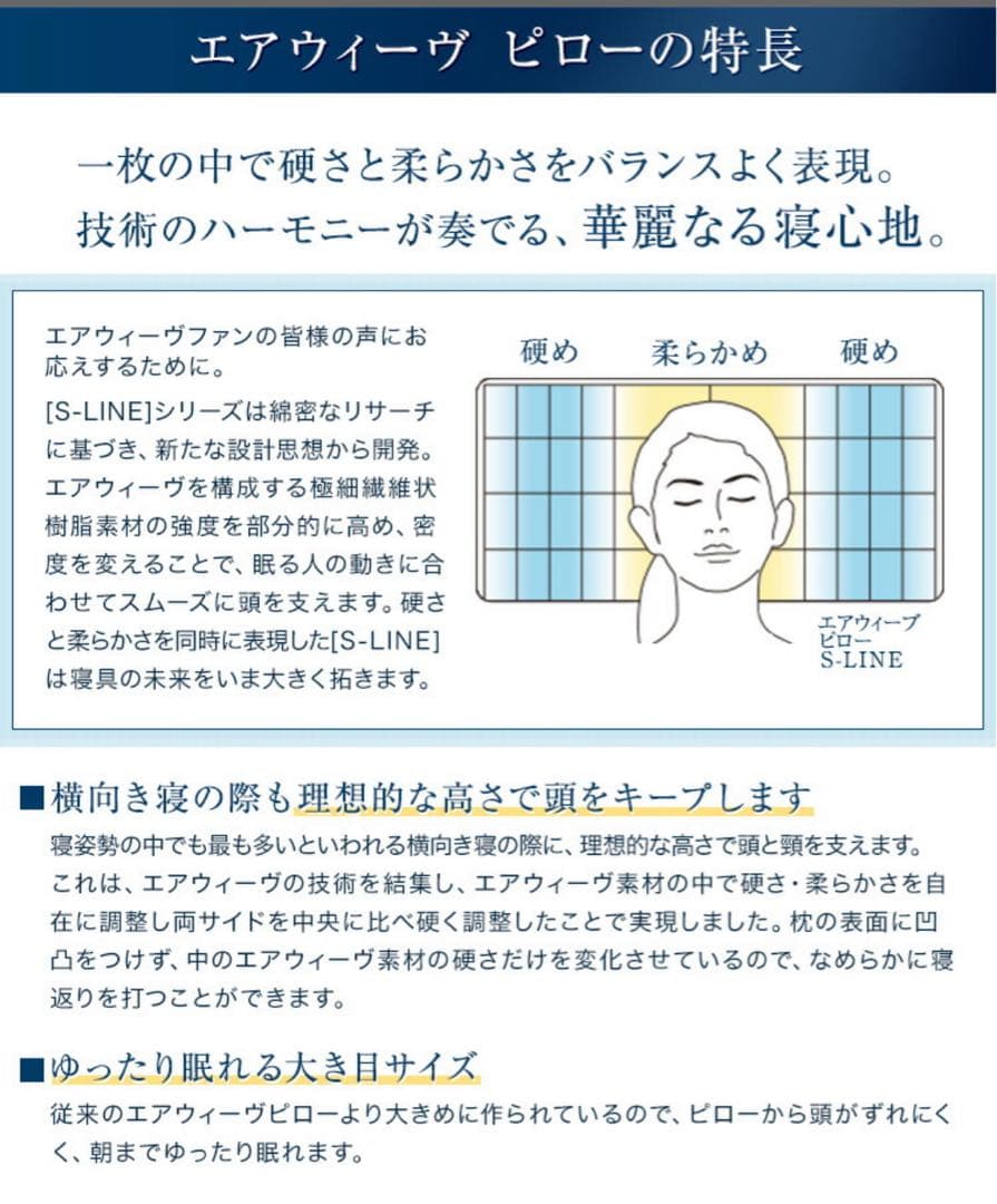 【新品未使用】AIRWEAVE エアウィーヴ S-LINE ピロー　枕