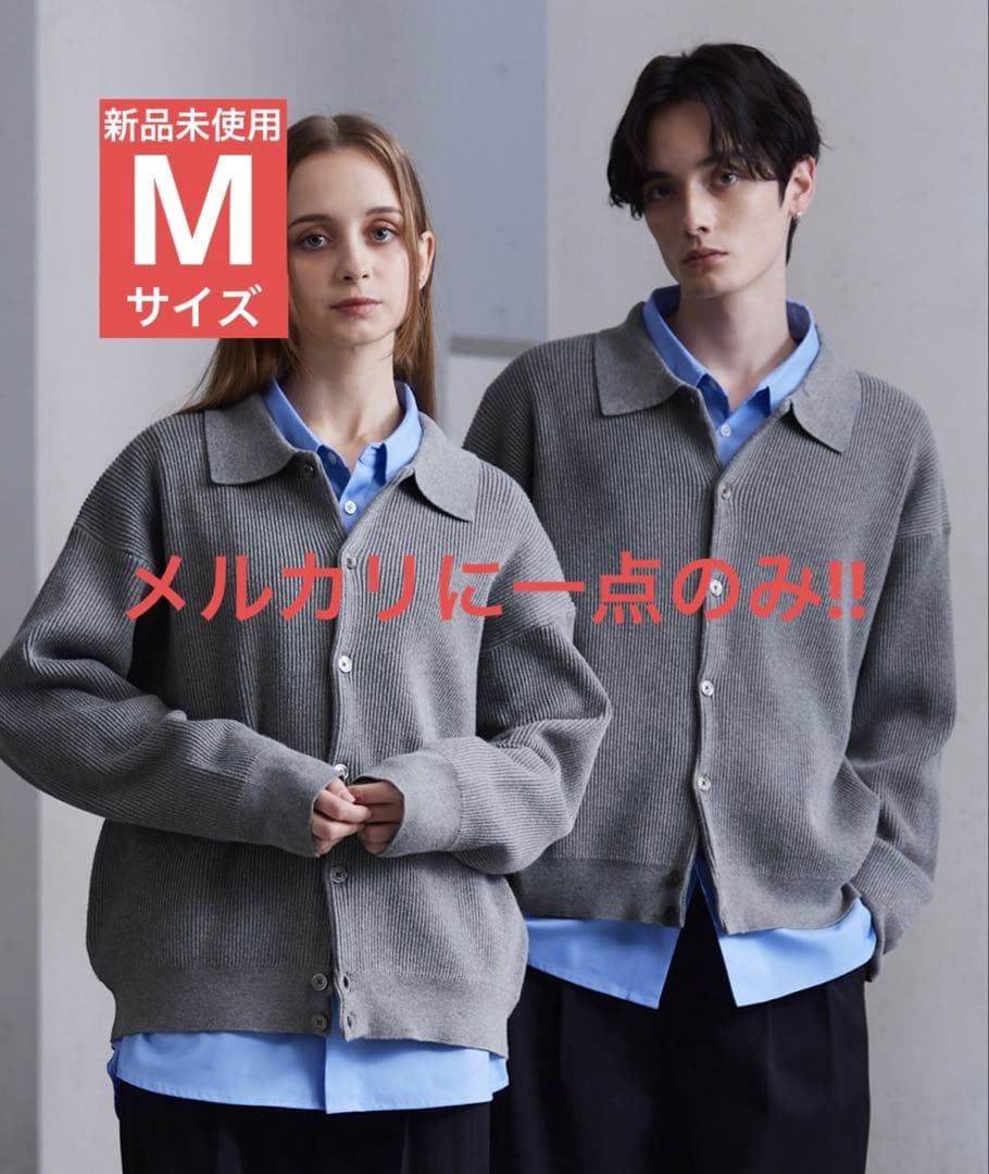 CLEL ベーシック/スプレー畦編みニットシャツカーディガン Gray M