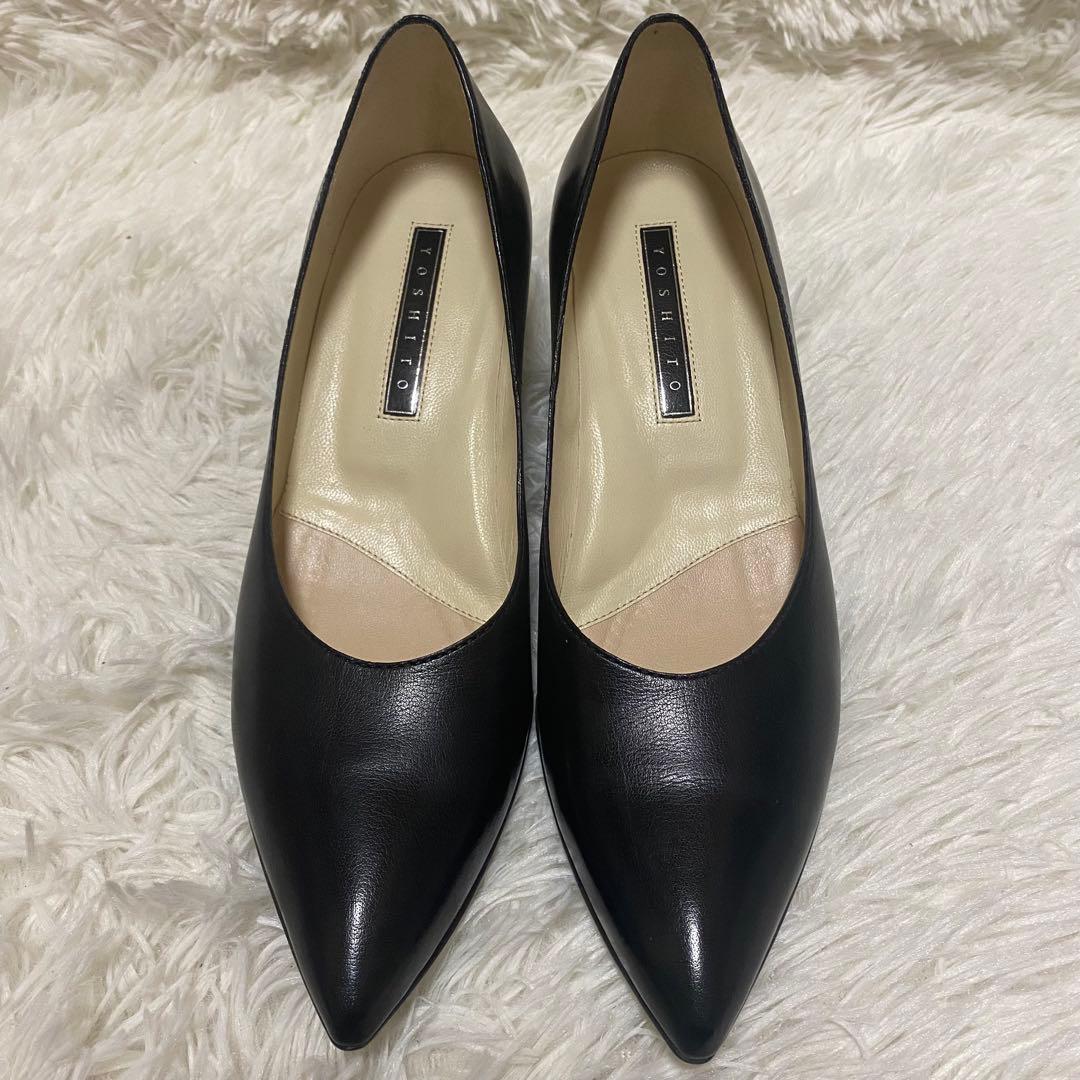 ✨美品✨YOSHITO レザーパンプス 24cm ポインテッドトゥ 黒　ブラック