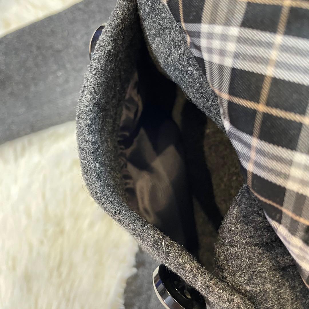 BURBERRY ブルー レーベル ノバチェック ダッフルコート ダークグレー
