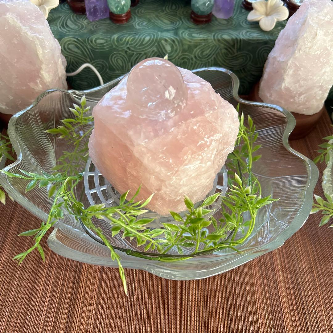 ✨破格✨絶品‼️ローズクオーツ☆噴水☆天然石☆ファウンテン☆秘蔵品☆高さ19㎝⭐︎
