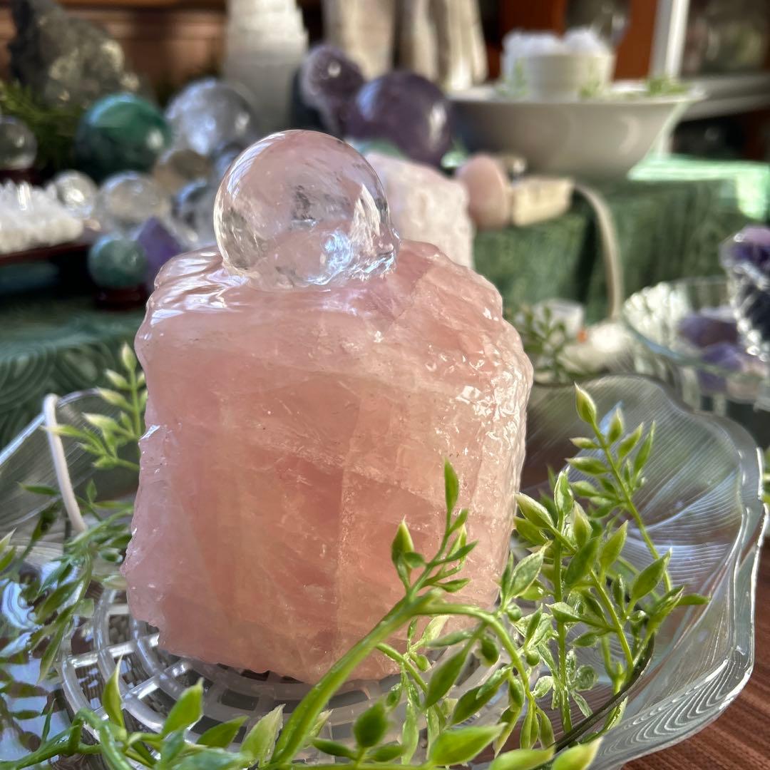 ✨破格✨絶品‼️ローズクオーツ☆噴水☆天然石☆ファウンテン☆秘蔵品☆高さ19㎝⭐︎