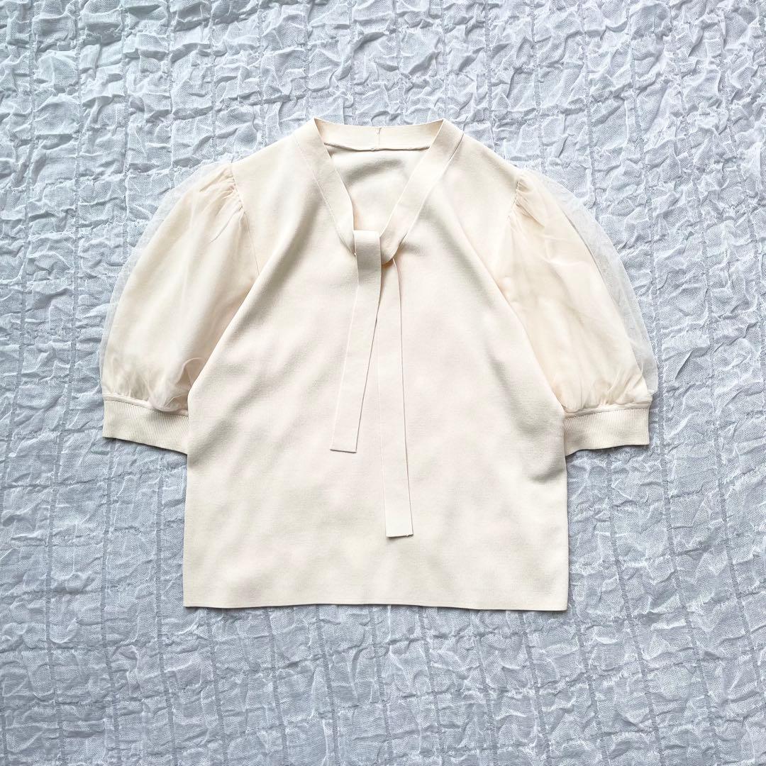 【1度着用のみ美品】アナイ チュールスリーブ プルオーバー 24年モデル