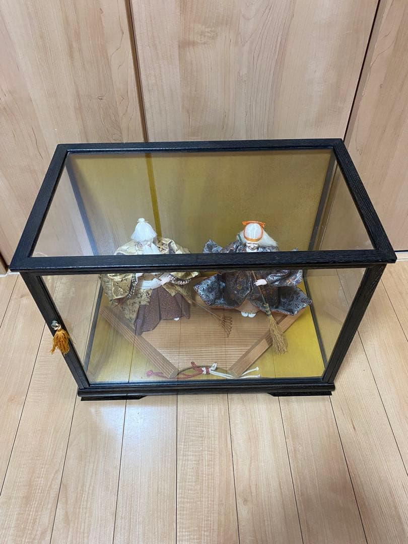 雛人形 翁 媼 ガラスケース入り 伝統工芸 美品 約40cm