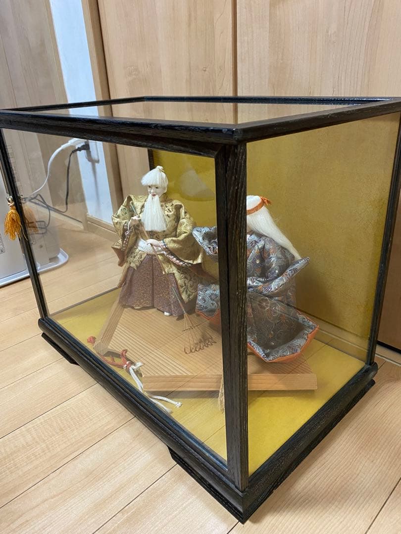 雛人形 翁 媼 ガラスケース入り 伝統工芸 美品 約40cm