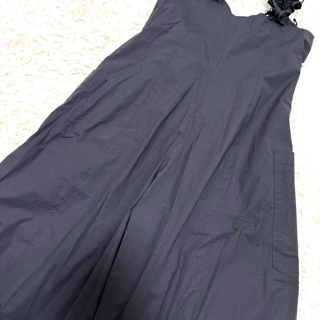 HACHE アッシュ　サロペット　フレアパンツ　フリル　ロングワンピースブラック