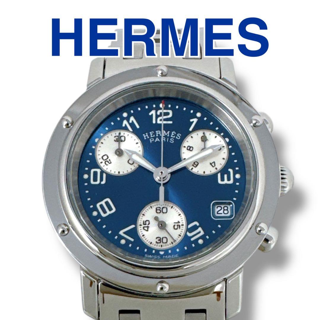 エルメス クリッパー CL1.310 クロノグラフ ネイビー レディース 腕時計