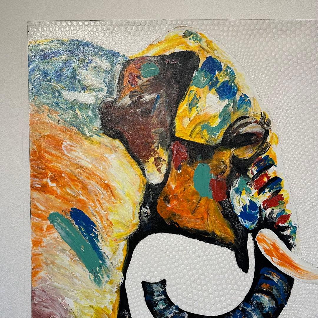 BALI ドットアート/ビビッドエレファント[80×60cm]豪快なゾウさん