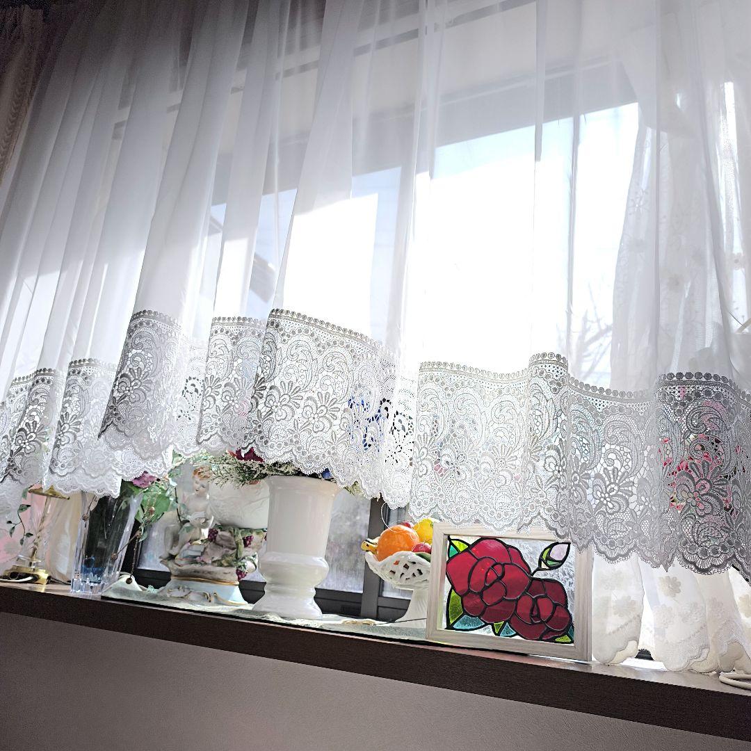 カフェカーテン【Ｓｅｏ様オーダー品　レースアーチカーテン】ハンドメイド