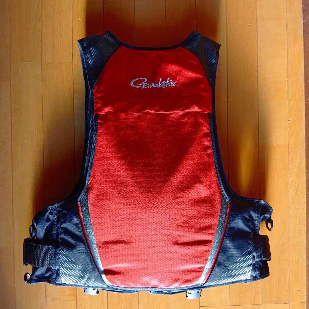 週末値下げオマケ付美品がまかつフローティングベストGM−2188レッド、Lサイズ
