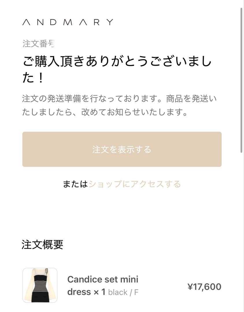 ワンピース Candice set mini dress andmary