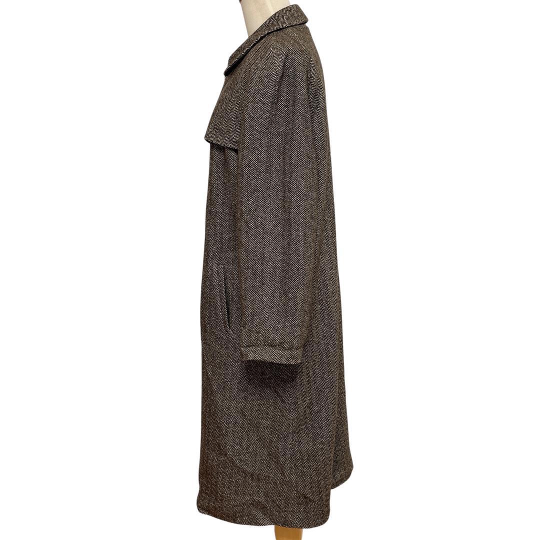 【美品】DIFFU イタリア製 ヘリンボーン ロングコート M相当 カシミヤ使用