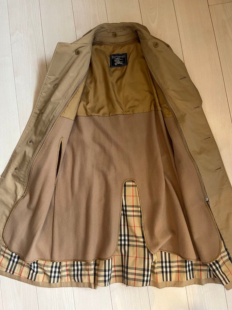 Vintage バーバリー 一枚袖 シングルラグランコート ライナー付き