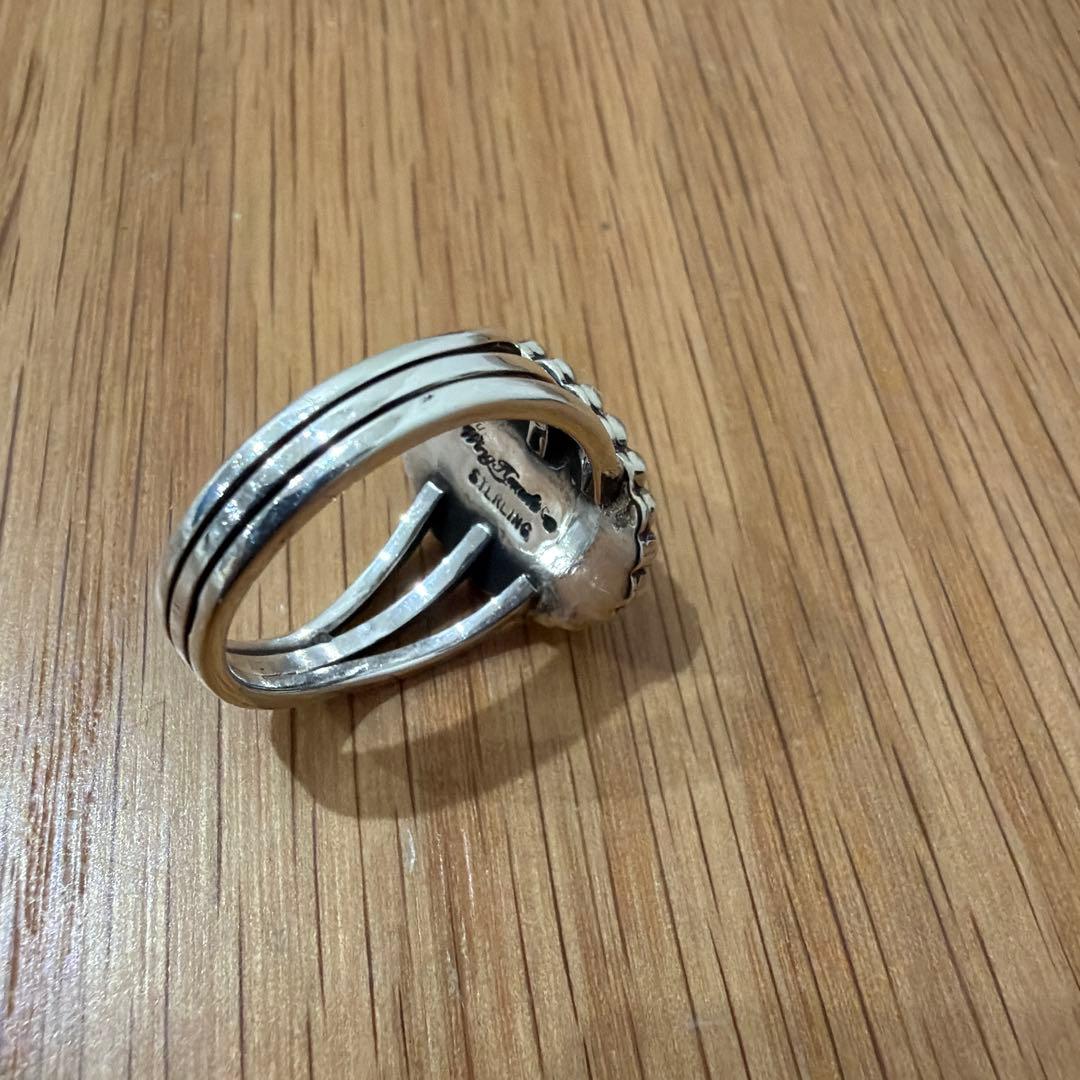 23号　インディアンジュエリー　ブラックウェブキングマン　ターコイズリング