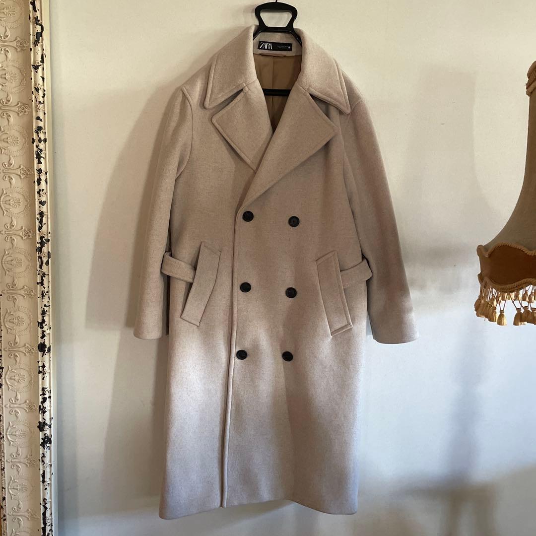 ZARA 白ベージュ ダブルブレスト チェスターコート 美品