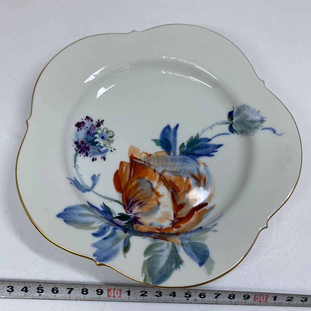 マイセン　現代花プレートB 幅約20.6㎝　東さ7-0202②