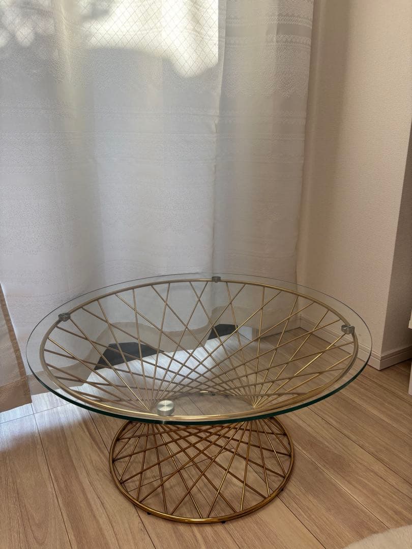 Francfranc コーヒーテーブル　ガラステーブル　ゴールド
