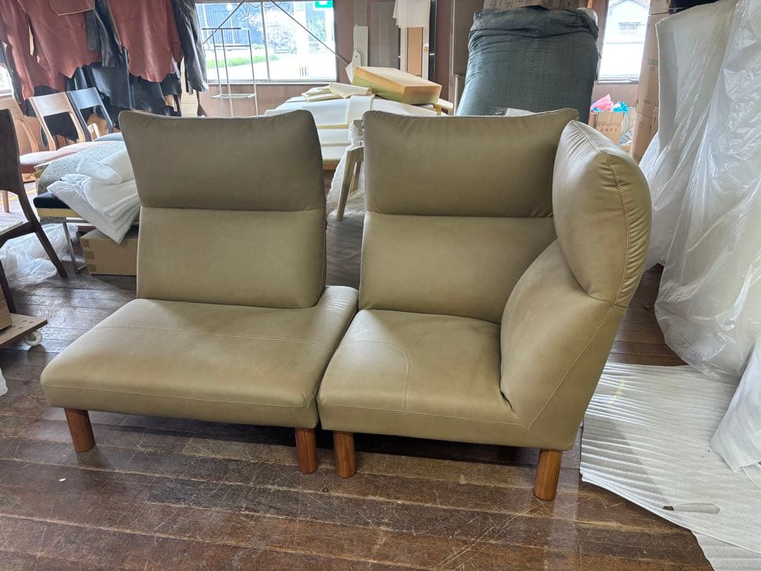 ベージュ ハイバックソファ 2人掛け 新品未使用品