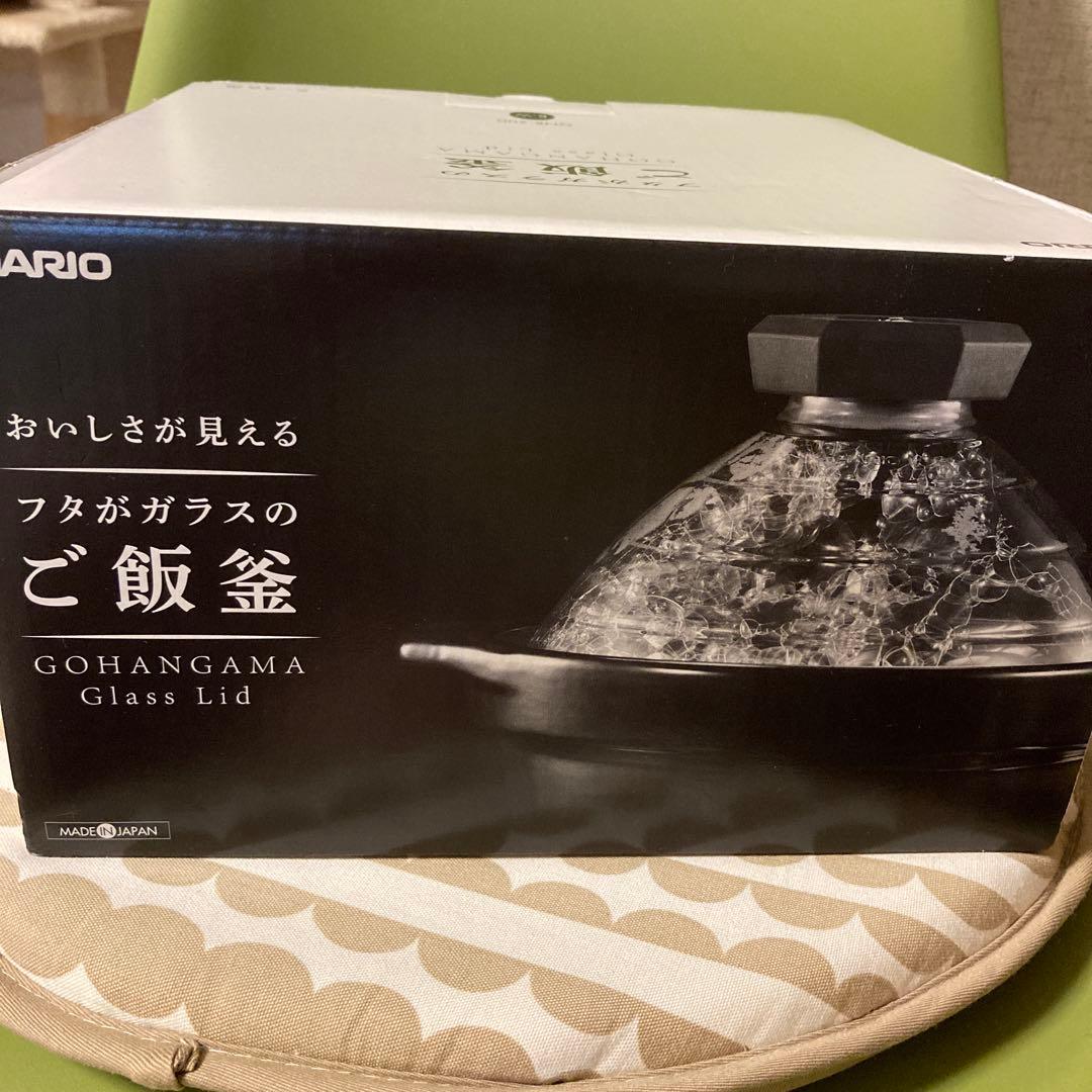 HARIO ハリオ フタがガラスのご飯釜 2～3合 GNR-200-B-W