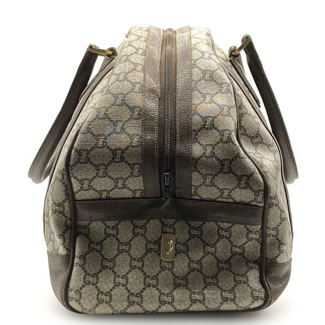 GUCCI ボストンバッグ レザー PVC GG ハンドバッグ 大容量 ロゴ