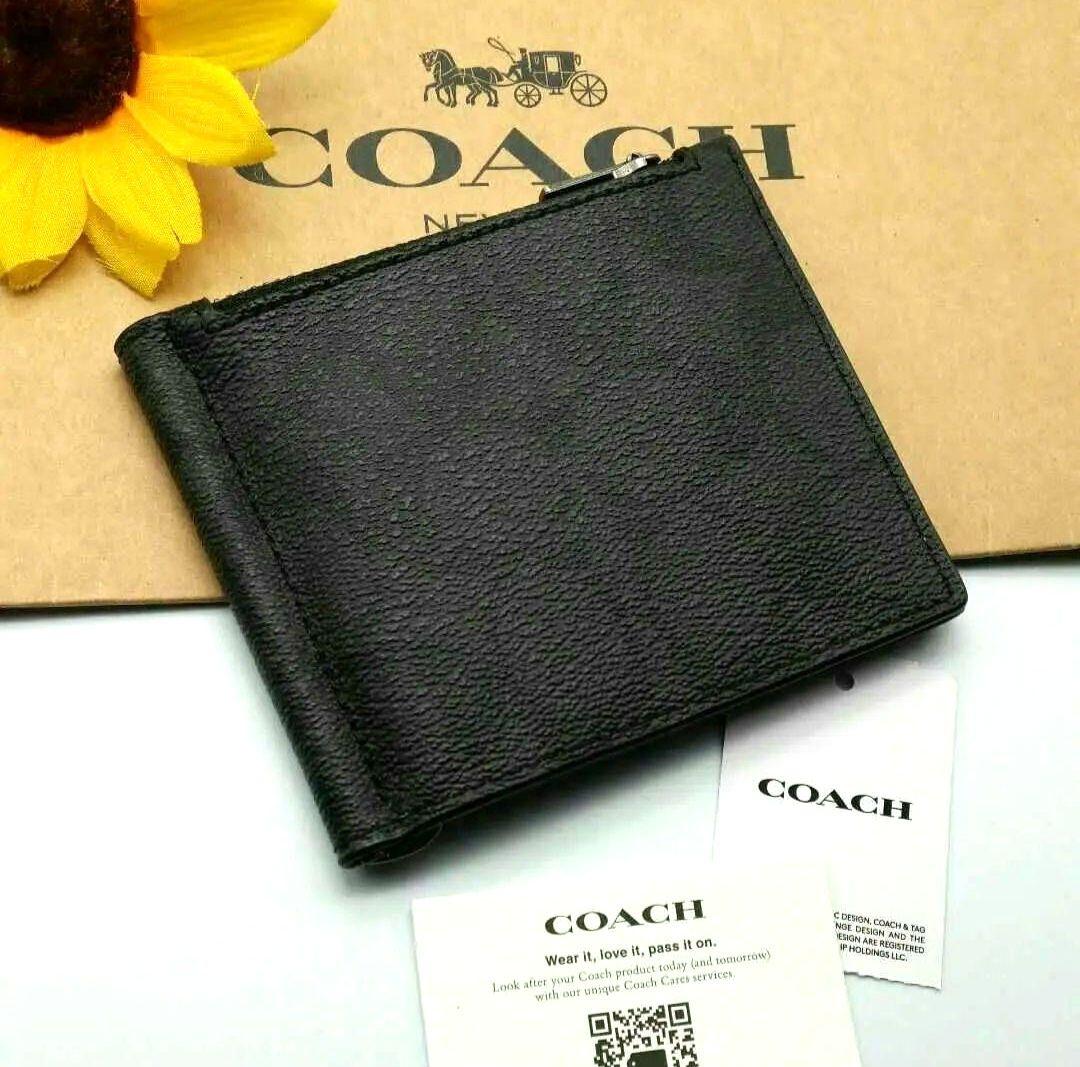 COACH マネークリップ 新品 チャコール×ブラック 限定品 コーチ メンズ