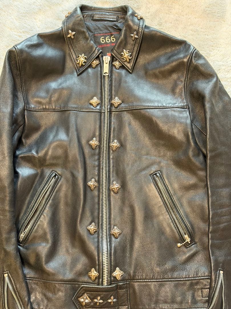 666 Leather Wear カスタム　シングルライダース 英国製 黒 38
