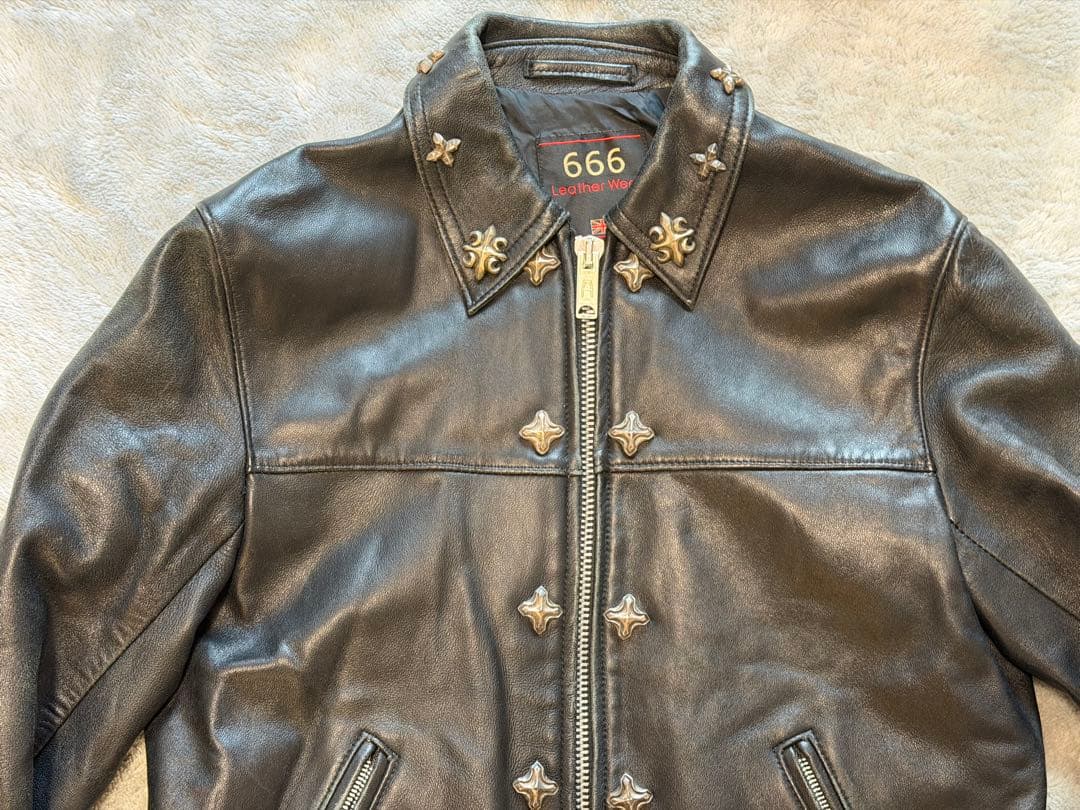 666 Leather Wear カスタム　シングルライダース 英国製 黒 38