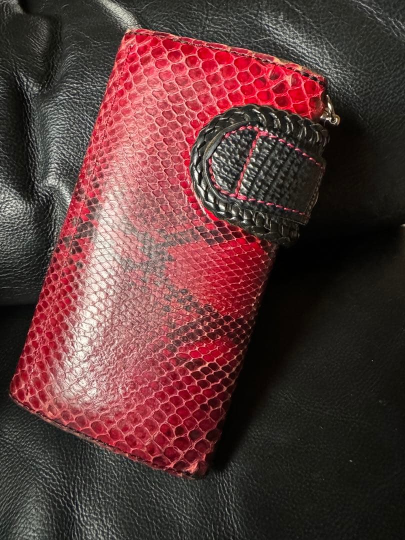 優*舞様 アルズニ　長財布　レッドパイソン　ライダース　オーダー品