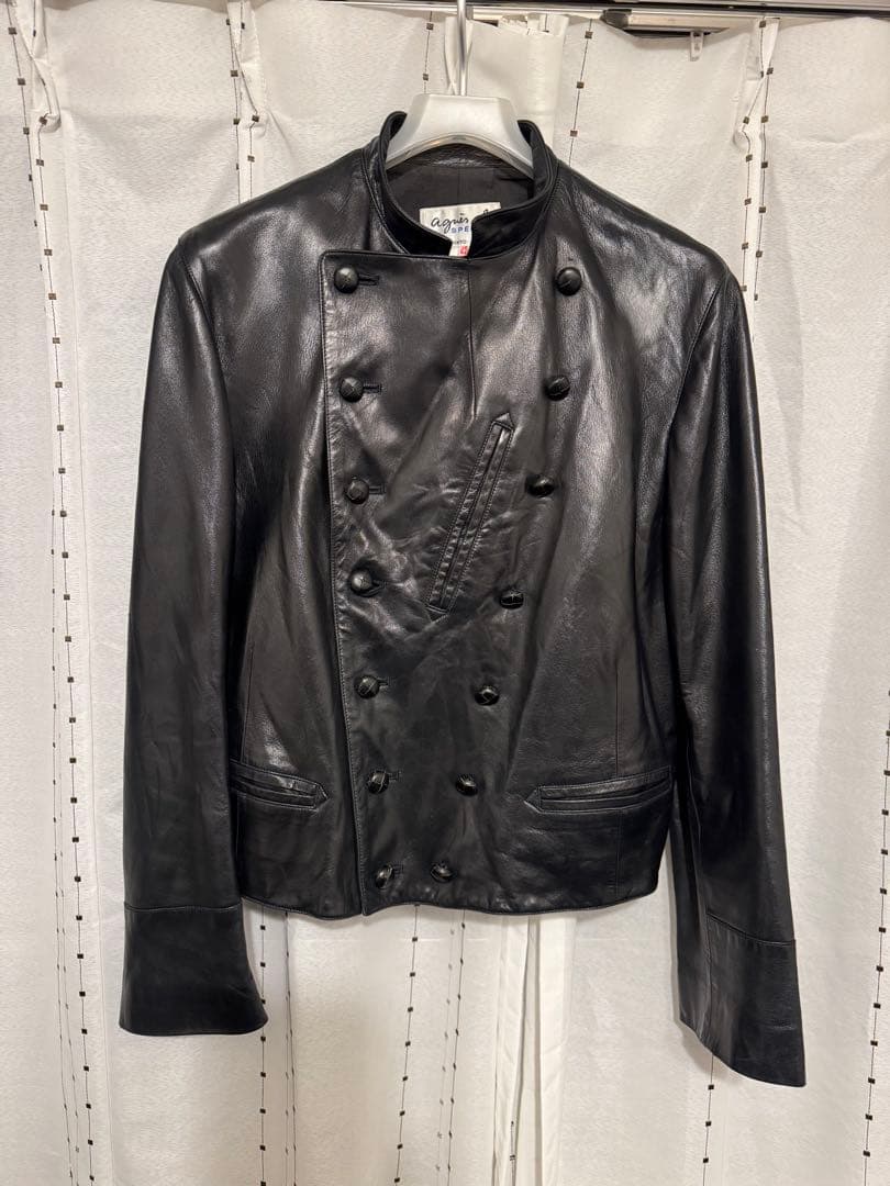 超美品90s agnes bアニエスベー42 レザージャケット　ナポレオン