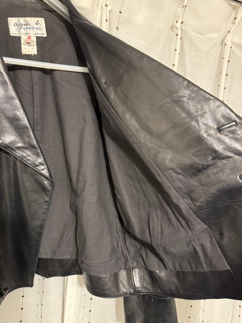 超美品90s agnes bアニエスベー42 レザージャケット　ナポレオン