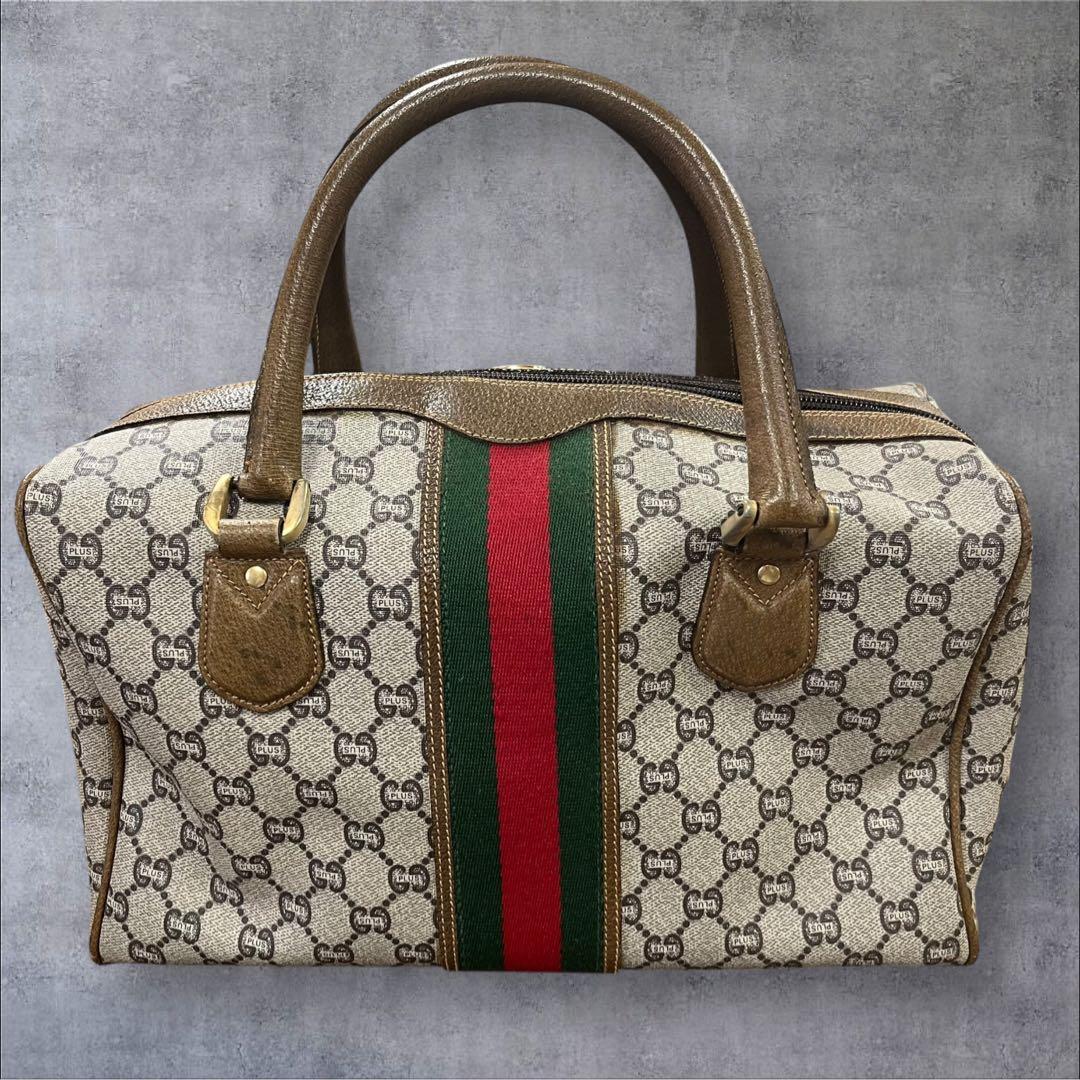 オールドグッチ ミニボストンバッグ GGスプリーム シェリーライン GUCCI