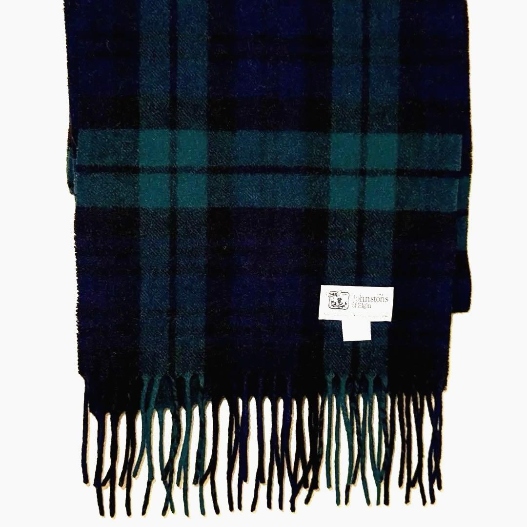 【冬物セール】ジョンストンズ オブ エレガン マフラー 小判 ブラックウォッチ