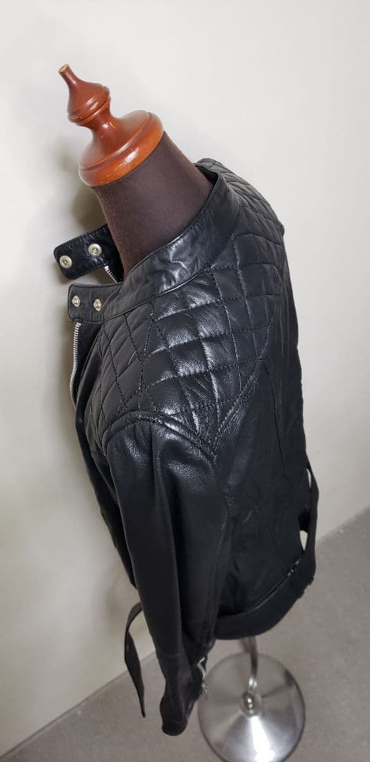 ✨ZARA ヴィンテージ加工 リアルレザー ライダースジャケット/ Ｌサイズ