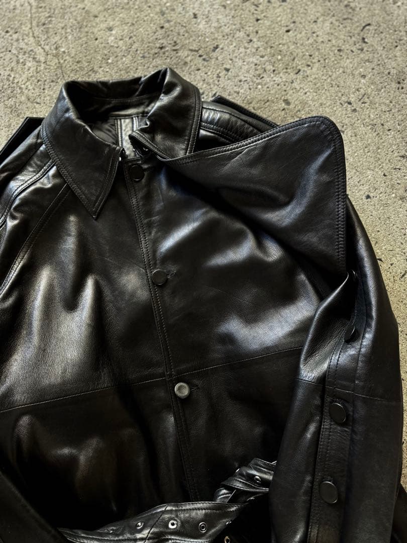  × rokh / button detail leather coat